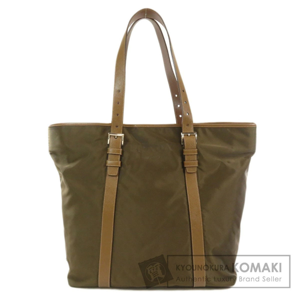 Prada Logo Tote Shoulder Bag Brown
